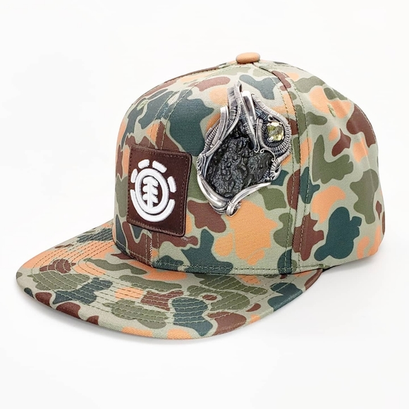 Heady Moldavite hat pin on Element snapback